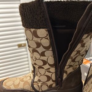 Coach Brown Patterned Winter Boots